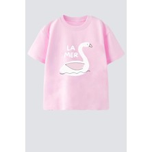 Monila Kız Çocuk Pamuklu Bisiklet Yaka Baskılı T-Shirt