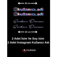 Kişiye Özel Instagram Logolu Kullanıcı Adı ve Isim Soy Isim Sticker | 20 Cm-Hologram 4 Adet
