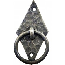 Marsilyan Antika Tarz Dekoratif Pirinç Dik Baklava Halka , Mobilya Kulbu - 82X41 Mm, Oksit