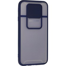 Newface Samsung Galaxy J7 Pro / J730 Kılıf Palm Buzlu Kamera Sürgülü Silikon - Lacivert