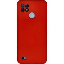 Alem Realme C21 Kılıf Nano Içi Kadife Silikon - Kırmızı