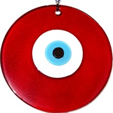 Luord-Store Kırmızı Renk Cam Nazar Boncuklu 16 Santimetre El Yapımı Duvar Süsü