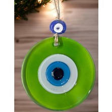 Luord-Store Şeffaf Yeşil Nazar Boncuklu Duvar Süsü 10 cm Cam Duvar Dekoru