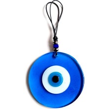 Luord-Store Nazar Boncuklu El Yapımı Deri Ipli Açık Mavi Şeffaf Cam Duvar Süsü