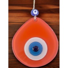 Luord-Store Mavi Nazar Boncuklu Turuncu Renk Nazar Boncuklu Damla Desen El Yapımı Duvar Süsü