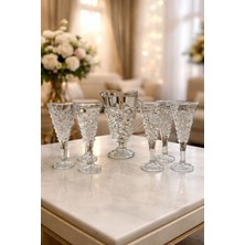 Mutfiko 7 Parça Cam Bardak ve Sürahi Seti | 6’lı Bardak + Sürahi | Desenli Şeffaf