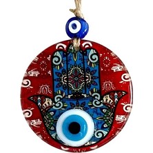 Luord-Store Fatma Ana Bereket Eli Desenli Nazar Boncuklu Duvar Süsü 10 cm Cam Duvar Süsü