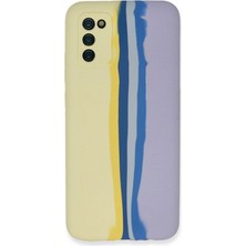 Alem Samsung Galaxy A03S Kılıf Ebruli Lansman Silikon - Sarı-Lila