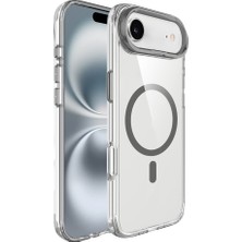 Ecruz iPhone 17 Air Kılıf M-Safe Şarj Özellikli Airbagli Kamera Standlı Zore Azor Kapak - Koyu Gri