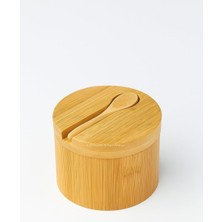 Delixa Kapaklı Kaşıklı Ahşap Baharatlık Doğal Ahşap Baharat Kabı Kaşık ve Kapaklı Tasarım Mutfak Tezgahı Iç