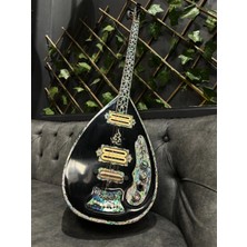 Sazhane Siyah Tam Profesyonel Ekolayzırlı 4 Telli Elektro Bağlama