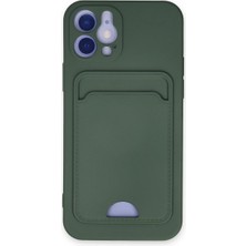 Alem Iphone 12 Kılıf Kelvin Kartvizitli Silikon - Koyu Yeşil