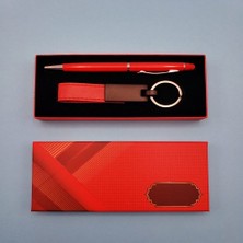 Luord-Store Kırmızı Deri Anahtarlık ve Kalem
