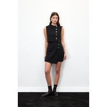 Sateen Lucy Mini Etek - Siyah