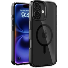 Delixa iPhone 16 Için Cyrstal+ Serisi Magsafe ile Uyumlu Metal Lens Korumalı ve Metal Tuş Takımlı Hybrid Ma
