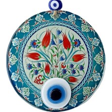 Luord-Store Nazar Boncuklu Lale Desenli Füzyon Cam Duvar Süsü