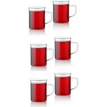 Delixa Orret Home 6'lı Borosilikat Cam Kupa – Isıya Dayanıklı Termisil Çay ve Kahve Bardağı Seti, Şeffaf Ca