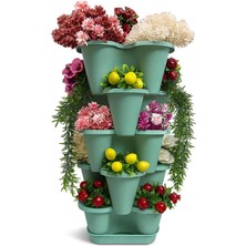 Delixa 5 Katlı Şanslı Yonca Kule Saksı Seti Çiçek Bitki Sebze Meyve Salon Mutfak Banyo Bahçe Saksı Seti (Mi
