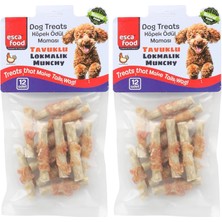 Delixa Esca Food Tavuklu Lokmalık Munchy 6 Santimetre 12'li Köpek Ödül Maması 2li Paket