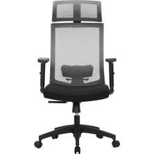 Delixa Songmıcs Ofis Koltuğu, File Kaplamalı Masa Sandalyesi, Ayarlanabilir Bel Desteği, Koltuk Başlığı ve