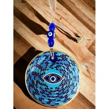 Luord-Store Prizma Desen Nazar Boncuklu Gözlü Duvar Süsü Cam Duvar Dekoru