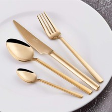 Delixa Jumbo 1800 24 Parça 6 Kişilik Tatlı Çatal Kaşık Bıçak Seti, Titanyum Gold 500.01.01.7390
