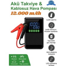 Alem C228 Şarjlı 12.000 Mah Taşınabilir Çantalı Araç Akü Şarj Takviyeli Işıklı Hava Kompresörü