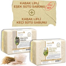 Delixa Organicsun Doğal Kabak Lifli Eşek Sütü Sabunu ve Kabak Lifli Keçi Sütü Sabunu 2'li Set