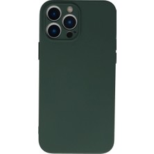 Alem Iphone 13 Pro Kılıf Nano Içi Kadife Silikon - Koyu Yeşil