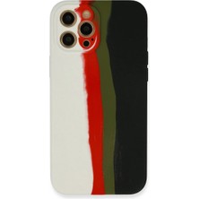 Alem Iphone 12 Pro Kılıf Ebruli Lansman Silikon - Beyaz-Siyah