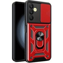 Alem Samsung Galaxy S24 Fe Pars Lens Yüzüklü Silikon - Kırmızı