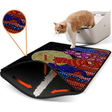 Delixa Eryatex Elekli Tuvalet Önü Kedi Kumu Paspası Renkli Desenli Elekli Kedi Tuvalet Önü Kum Toparlayıcı