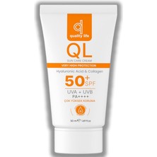 Delixa Quality Life Ql Yüz Güneş Kremi 50+ Spf Hyaluronik Asit ve Collagen 50 ml Uva + Uvb Çok Yüksek Korum