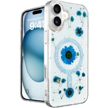 Alem Iphone 16 Kılıf Daisy Simli Magsafe Kapak - Mavi
