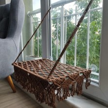 Delixa Makrome Vantuzlu Hamak Cam Kedi Yatağı (Taba)