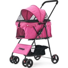 Zampa Flux Kedi & Köpek Arabası Pembe - 15 kg Taşıma Kapasiteli Ergonomik Puset