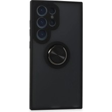Alem Samsung Galaxy S24 Ultra Kılıf Montreal Yüzüklü Silikon Kapak - Siyah