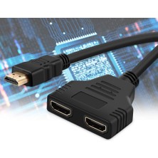 Delixa Güncelçarşı HDMI Çoklayıcı, Çoğaltıcı, HDMI Erkek-Hdmi Dişi x 2 Adaptör, Max Çözünürlük 2160P, 30 cm