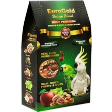 Delixa Eurogold Deluxe Blend Fruits&nuts Meyveli ve Kuruyemişli Papağan Yemi, 650 gr