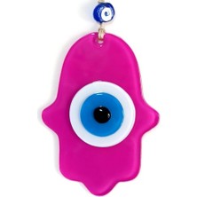 Luord-Store Nazar Boncuklu Fuşya Renk Fatma Ana Bereket Eli Cam Duvar Süsü