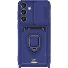 Alem Samsung Galaxy S25 Plus Kılıf Zuma Kartvizitli Yüzüklü Silikon - Lacivert