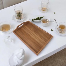 Delixa Deconox Akasya Ağacından Dikdörtgen Sunum Tepsi, Ahşap Çay, Kahve ve Servis Tepsisi (33X22X5CM)