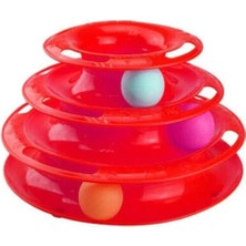 Delixa Tineke Tower Of Tracks Toplu Yuvarlak Kedi Oyuncağı Kedi Eğlencesi Kırmızı