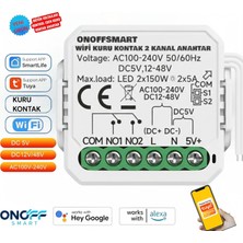 Onoffsmart Tuya Wifi Akıllı 2 Kanal Kuru Kontak Anahtar Role Bütün Voltajları Destekleyen