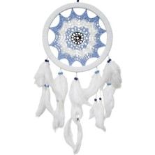 Luord-Store Buz Mavisi Renginde Nazar Motifli Kuş Tüylü Duvar Süsü