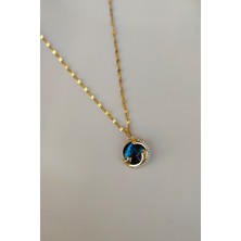 Normadia Kadın Lacivert Dünya Gezegeni Şık Çelik Kolye