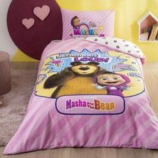 Delixa Taç Masha & The Bear Super Cute Renkli Klişe Pamuk Nevresim Takımı, Çok Renkli, Küçük Tek Kişilik