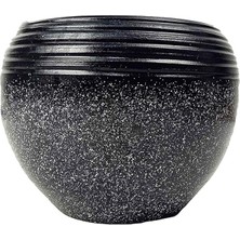 Braventa Collection Bitki Tasarımı Ev Dekorasyon Siyah Granit Küp Saksı Saksılık Salon Çiçeklik Büyük Boy