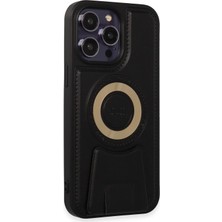 Delixa Ggm Aksesuar iPhone 14 Pro Için Magsafe ile Uyumlu Arkası Deri Görünümlü, Yapıya Sahip Kamera Çerçev