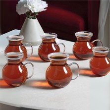 Delixa 6’lı Borosilikat Cam Çay Bardağı - Geniş Hazneli Isıya Dayanıklı Cam Çay Bardağı Seti